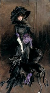 Portrait de la Marquise Luisa Casati avec un lévrier