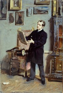 Autoportrait de Giovanni Boldini regardant une image, vers 1865