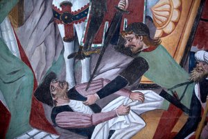 Cycle de la Passion : la crucifixion (détail) (fresque) - Giovanni Canavesio