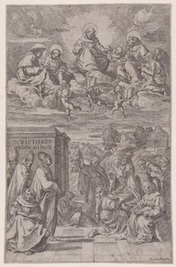 Ecclésiastiques dans un paysage écrivant, d