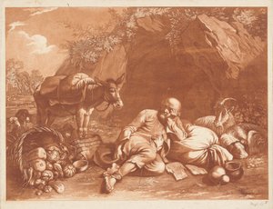 Un vieil homme appuyé sur un sac - Giovanni De Pian after Francesco Londonio