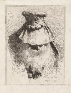 Vieil homme avec un grand chapeau, de la Raccolta di Teste (Collection de têtes) - Giovanni Domenico Tiepolo