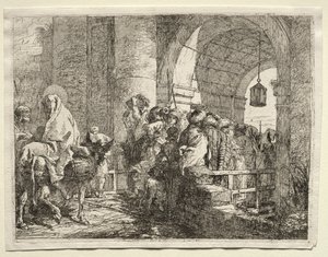 Fuite en Égypte : La Sainte Famille passant sous une arche - Giovanni Domenico Tiepolo