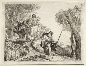 Fuite en Égypte : La Sainte Famille et le troupeau de moutons