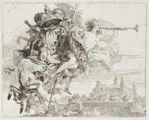 Frontispice : Les armes de Carl Philipp von Greiffenklau portées par un ange, de La Fuite en Égypte