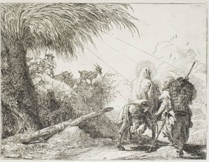 Joseph et Marie passant devant un berger et son troupeau, planche onze de La Fuite en Égypte