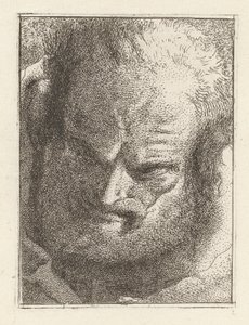 Vieil homme regardant vers le bas, de la Raccolta di Teste (Collection de têtes) - Giovanni Domenico Tiepolo
