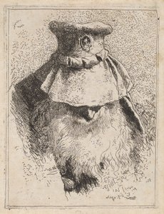 Vieil homme avec un grand chapeau, de la Raccolta di Teste (Collection de têtes) - Giovanni Domenico Tiepolo