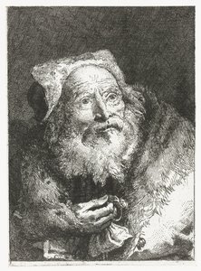 Vieil homme avec bracelet en main - Giovanni Domenico Tiepolo
