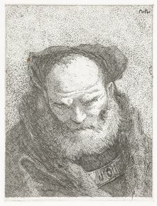 Vieil homme avec barbe et tête baissée (Collection de têtes) - Giovanni Domenico Tiepolo