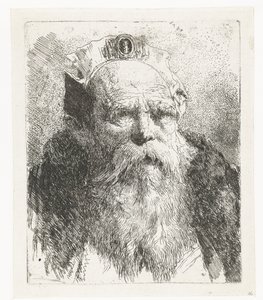 Vieil homme avec barbe et bonnet orné (collection de têtes)