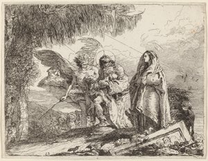 La fuite, Sainte Famille marchant avec un ange