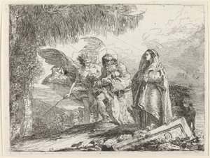 La fuite, Sainte Famille marchant avec un ange