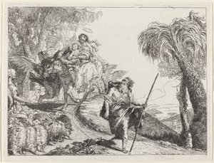 La fuite avec Joseph au premier plan - Giovanni Domenico Tiepolo