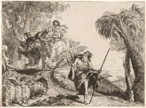 La Sainte Famille descendant un chemin près des bergers - Giovanni Domenico Tiepolo