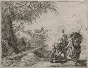 La Sainte Famille sur un chemin rocheux, de la série Idee pittoresche sulla fuga in Egitto - Giovanni Domenico Tiepolo