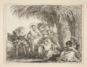 La Sainte Famille sous un palmier, de la série Idee pittoresche sopra la fuga in Egitto (Fuite en Égypte) - Giovanni Domenico Tiepolo