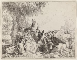 Le repos pendant la fuite, avec des anges adorateurs - Giovanni Domenico Tiepolo