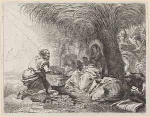 Le repos pendant la fuite avec Joseph en adoration - Giovanni Domenico Tiepolo