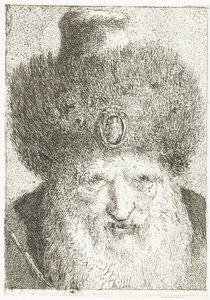 Homme turc avec un bonnet en fourrure (Collection de têtes) - Giovanni Domenico Tiepolo