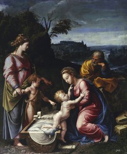 La Sainte Famille avec le jeune Jean-Baptiste et Sainte Catherine