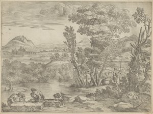 Paysage avec quatre joueurs de dés