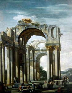 Caprice de ruines classiques avec personnages - Giovanni Ghisolfi