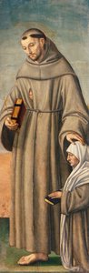 Saint François et le commissaire, charnière du triptyque représentant la Nativité avec les saints François et Barthélemy avec deux donateurs - Giovanni Girolamo Savoldo