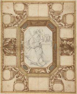 Plafond avec figures allégoriques et les armes du pape Sixte V (dessin extérieur de Guerra); Saint Joseph et l