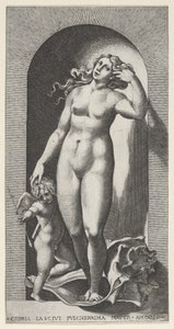 Planche 10 : Vénus dans une niche, debout sur une coquille, avec Cupidon à sa droite, d