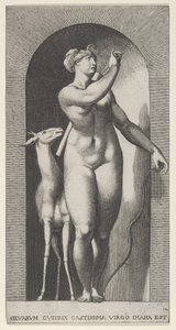 Planche 12 : Diane debout dans une niche, se tournant vers la gauche et tirant une flèche - Giovanni Jacopo Caraglio