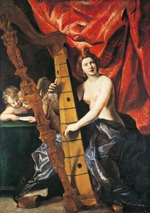 Vénus jouant de la harpe, Allégorie de la Musique, par Giovanni Lanfranco