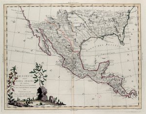 Mexique ou Nouvelle-Espagne contenant le Nouveau-Mexique, la Californie avec une partie des pays adjacents, du Tome IV du Nouvel Atlas, gravé par G. Zuliani, 1785