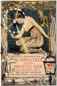 Publicité pour lampe à gaz incandescente, par Mataloni, Italie - Giovanni Maria Mataloni