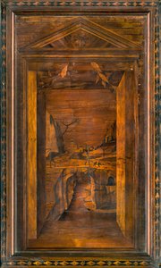 Chœur canonial en bois, Marqueterie par Giovanni Maria Platina 1484, Stalle supérieure - Giovanni Maria Platina