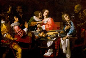 La mort vient à la table du banquet Memento Mori, vers 1635
