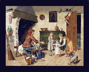 Assiette picturale représentant une scène d