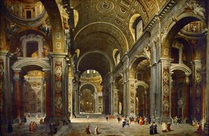 Cardinal Melchior de Polignac visitant la basilique Saint-Pierre à Rome - Giovanni Paolo Pannini