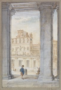 Vue de la place Saint-Pierre sous les colonnades du Bernin, la chapelle Sixtine et le palais pontifical au-delà - Giovanni Paolo Pannini