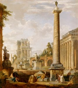 Caprice de ruines romaines avec la colonne Trajane