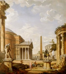 Caprice de ruines romaines avec le Panthéon
