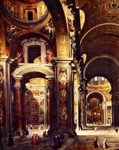 Le cardinal Melchior de Polignac visitant Saint-Pierre à Rome, 1730 - Giovanni Paolo Pannini