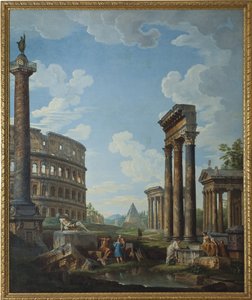 Un capriccio avec des personnages dans des ruines romaines