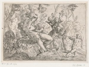 Un satyre capturé par des putti et Vénus - Giovanni Pietro Possenti