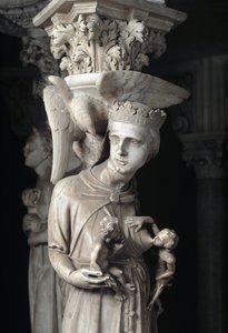 Détail des groupes sculptés soutenant la chaire réalisée par Giovanni Pisano : l