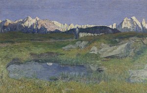Paysage alpin au coucher du soleil
