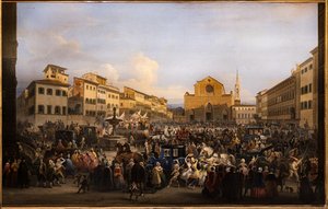 Berlingaccio sur la place Santa Croce à Florence - Giovanni Signorini