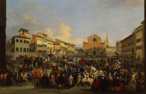 Piazza Santa Croce à Florence pendant le Carnaval