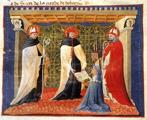 Miniature des statuts de la société des drapiers - Giovanni da Modena