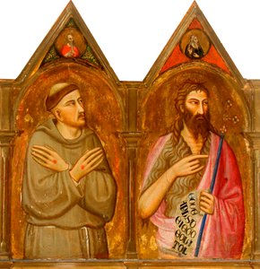 Saint François et Jean le Baptiste (panneaux gauches du triptyque) - Giovanni del (follower of) Biondo